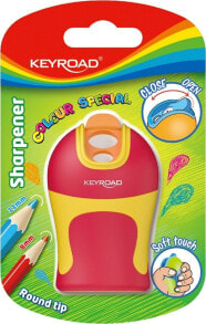 Точилка для карандашей Keyroad Temperówka KEYROAD Soft Touch, plastikowa, podwójna, ostrzenie zaokrąglone, blister, mix kolorów