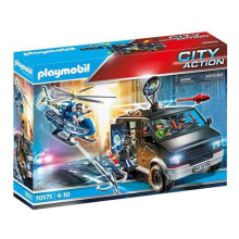 Детские игровые наборы и фигурки из дерева Игровой набор с элементами Playmobil City action 70575 Погоня на вертолете за беглецами в фургоне