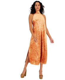 Bar III women's Halter-Neck Side-Slit Maxi Dress, Created for Macy's