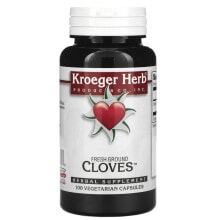 Растительные экстракты и настойки Kroeger Herb Co, свежемолотая гвоздика, 100 вегетарианских капсул