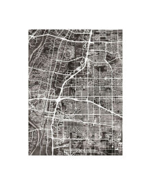 Trademark Global michael Tompsett Albuquerque New Mexico City Street Map Black Canvas Art - 15.5