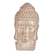 Decorative Garden Figure Buddha Head White/Gold Polyresin (35 x 65,5 x 38 cm)