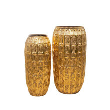 Set of 2 Vases Alexandra House Living Golden Metal 49 x 92 x 49 cm (2 Pieces)