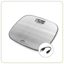 LITTLE BALANCE 8416 Inox Soft USB, Waage ohne Batterie, USB aufladbar, 180 kg / 100 g, Edelstahl