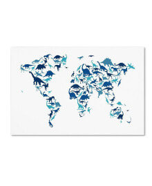 Trademark Global michael Tompsett 'Dinosaur World Map' Canvas Art - 12