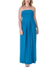 Купить женские платья 24seven Comfort Apparel: Pleated A Line Strapless Maxi Pocket Dress