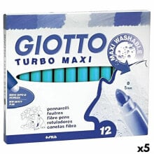Set of Felt Tip Pens Giotto Turbo Maxi Sky blue (5 Units)