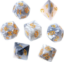 Rebel REBEL RPG Dice Set - Two-color - Steel & white (golden numbers)