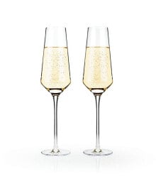 Viski raye Angled Crystal Champagne Flutes, Set of 2, 8 Oz