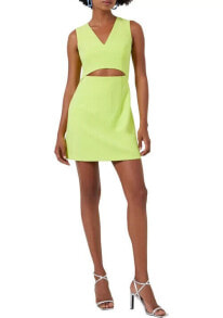 French Connection Whisper V Neck Cut Out Dress Sharp Green 4
