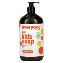 Средства для купания малышей everyone, 3 in 1 Kids Soap, Orange Squeeze, 32 fl oz (946 ml)