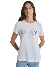 Women's Sequin Logo Crewneck T-Shirt купить онлайн