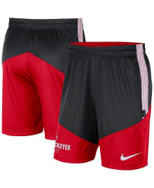 Nike men's Black and Scarlet Ohio State Buckeyes Team Performance Knit Shorts