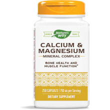 Кальций nature's Way Calcium and Magnesium  Минеральный комплекс кальция и магния  750 мг на порцию  250 капсул