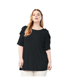 Купить женские блузки и кофточки June + Vie: Plus Size June + Vie Cold-Shoulder Ruffle Tee