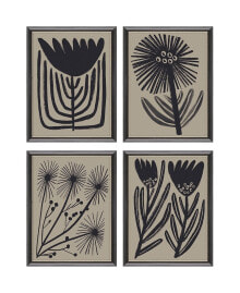 Paragon Picture Gallery simple Florals Framed Art, Set of 4