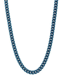 Купить мужские ювелирные кулоны и подвески Blackjack: Цепь Blackjack Miami Cuban Link 24 Blue Ion-Plated Stainless Steel