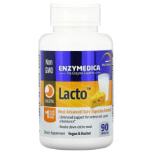 Энзаймедика, Lacto, самая продвинутая формула для усвоения молочных продуктов, 90 капсул