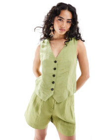 Купить женские жилеты EDITED: Edited tailored waistcoat co-ord in olive