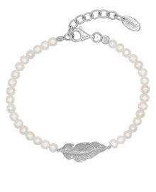 Браслет Engelsrufer Stříbrný perlový náramek s peříčkem ERB-GLORY-FEDER