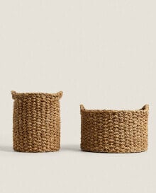 Cylindrical seagrass basket