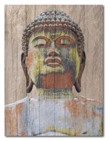 Wooden Painted Buddha Gallery-Wrapped Canvas Wall Art - 16