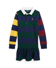 Купить детские платья и сарафаны для девочек Polo Ralph Lauren: Big Girls Striped Cotton Jersey Rugby Dress