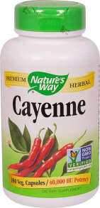 Растительные экстракты и настойки Nature's Way Cayenne Кайенский перец (плоды) 40000 ЕШС/г 180 вегетарианских капсул