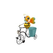 Planter Yellow Blue Metal Bee Bicycle 31,5 x 35 x 13 cm