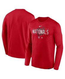 Nike men's Red Washington Nationals Authentic Collection Team Logo Legend Performance Long Sleeve T-shirt