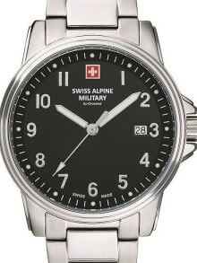 Мужские наручные часы с браслетом мужские наручные часы с серебряным браслетом Swiss Alpine Military 7011.1137 mens 40mm 10ATM