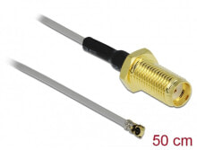 Товары для строительства и ремонта deLOCK 90399 коаксиальный кабель 0,5 m SMA MHF Черный, Золото, Серый