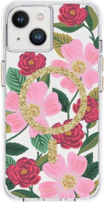 Rifle Paper Clear MagSafe - Etui iPhone 14 zdobione złotem (Rose Garden)