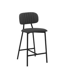 Armen Living rococo Faux Leather and Metal Counter Height Bar Stool