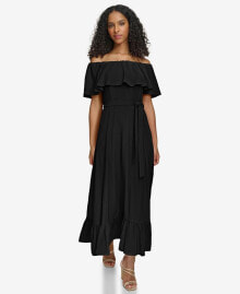 Calvin Klein women's Off-The-Shoulder Flounce Maxi Dress
