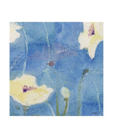 Trademark Global sheila Golde White Poppy Over Light Blue Canvas Art - 15.5