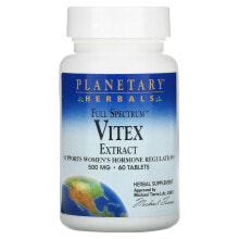 Растительные экстракты и настойки planetary Herbals, Полный спектр, экстракт витекса, 500 мг, 60 таблеток