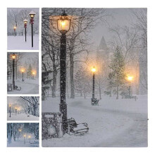 Картина LED Свет снежный уличные фонари 30 x 40 cm