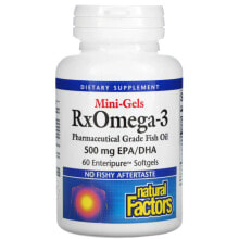 Рыбий жир и Омега 3, 6, 9 Natural Factors, Мини-гели RxOmega-3, 500 мг, 120 капсул Enteripure
