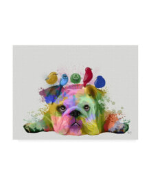 Trademark Global fab Funky English Bulldog and Birds, Rainbow Splash Canvas Art - 19.5
