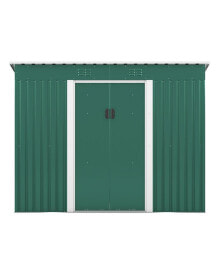 Simplie Fun 4.2 x 9.1 Ft Outdoor Storage Shed, Metal Tool Shed with Lockable Doors Vents, Utility Garden Shed for Patio Lawn Backyard, Green