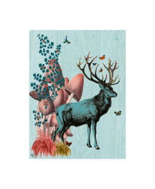 Trademark Global fab Funky Turquoise Deer in Mushroom Forest Canvas Art - 19.5