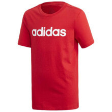 Детские футболки и майки для мальчиков мужская спортивная футболка красная с надписью ADIDAS Essentials Linear Short Sleeve T-Shirt