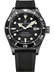 Мужские наручные часы с черным силиконовым ремешком  Aeronautec ANT-44075-05 Helium Diver automatic 44mm 500M