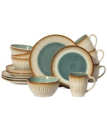 Elama louann Round Textured 16 Pc. Dinnerware Set, Service for 4