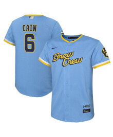 Youth Boys Lorenzo Cain Powder Blue Milwaukee Brewers 2022 City Connect Replica Player Jersey
