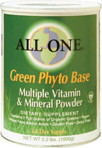 Витаминно-минеральные комплексы All One Nutritech Green Phyto Base Мультивитаминный и минеральный порошок на основе зелени Без глютена Без железа 1000 г