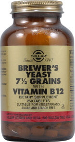 Дрожжи solgar Brewer's Yeast Grains with Vitamin B12 Зерновые пивные дрожжи с витамином B12 - 250 таблеток