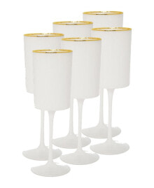 Classic Touch square Shaped Wine Glasses with Rim 6 Piece Set, Service for 6