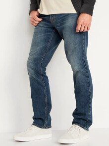 Мужские джинсы синие прямые Old Navy Straight Built-In Tough Non-Stretch Jeans for Men Medium